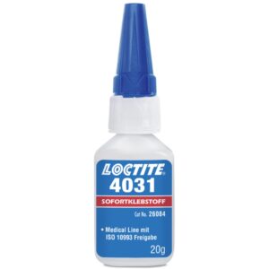 Loctite 4031 MED Cyanacrylat-Sofortkleber mit geringer Blüte und geringem Geruch, 20 g