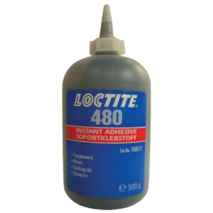 Loctite 480 gehärteter Sofortklebstoff, schwarz, 500-g-Flasche
